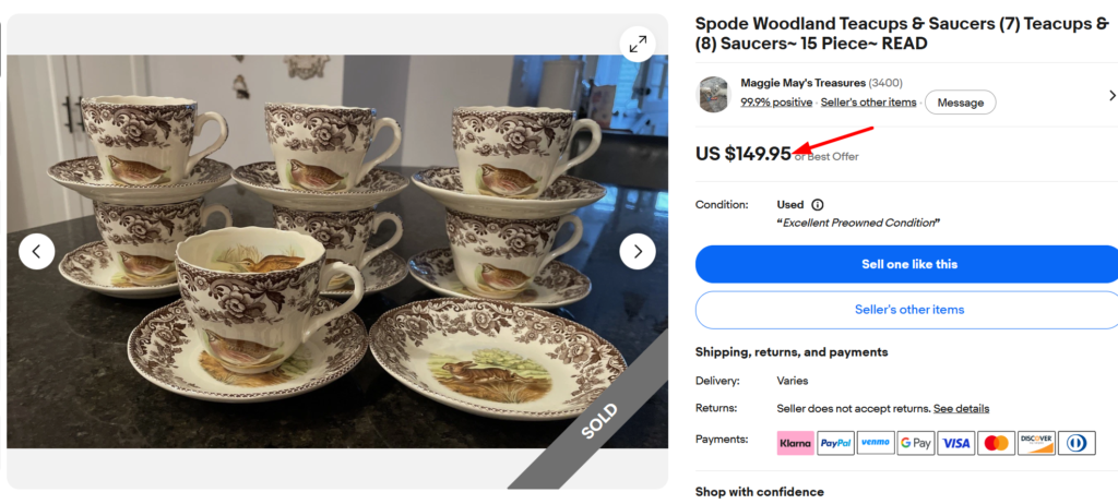Spode Woodland Tea Cups