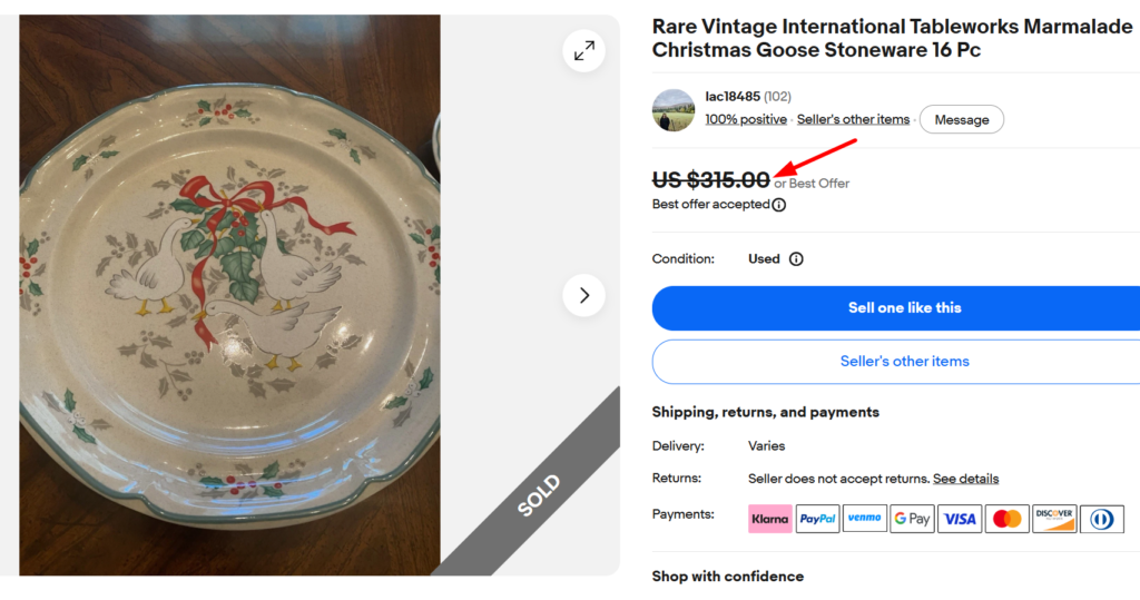 Tableworks Marmalade Christmas goose Stoneware Plates