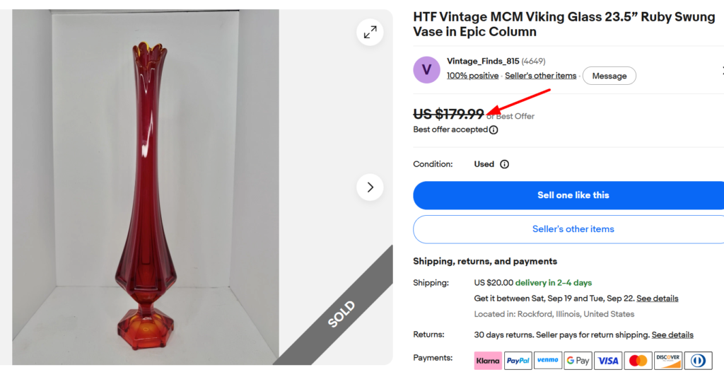 Viking Epic Ruby Swung Vase