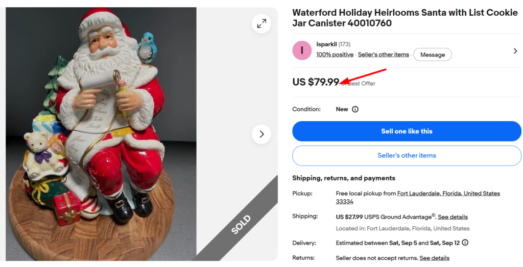 Waterford Holiday Heirlooms Santa Cookie Jar
