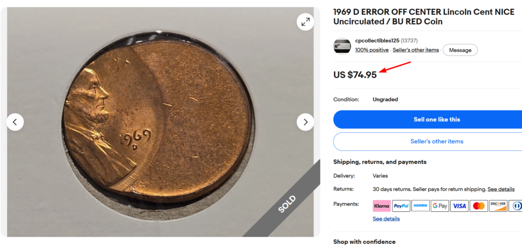 1969 D Off Center Penny