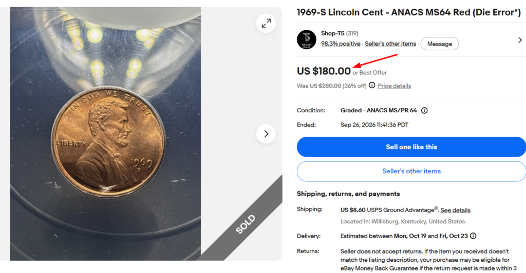 1969-S Penny
