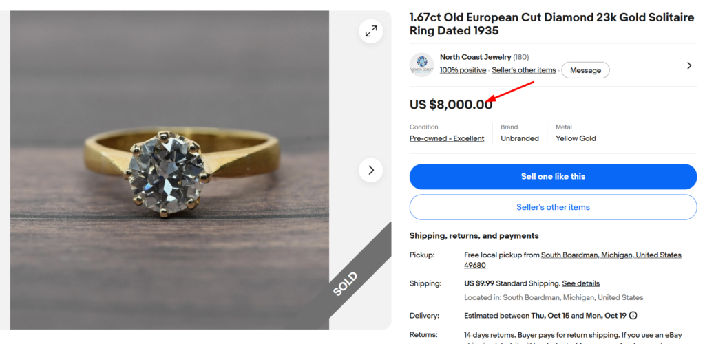 23K Gold Solitaire Ring