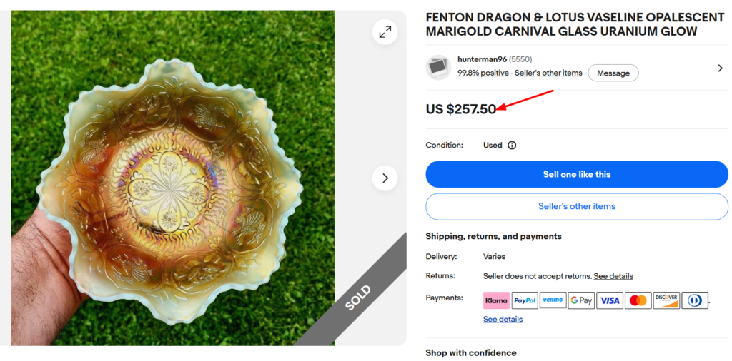 Fenton Dragon & lotus Opalescent Carnival Glass Bowl