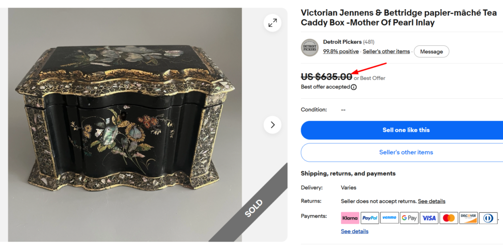 Jennens & Bettridge Mother of Pearl Jewelry Box