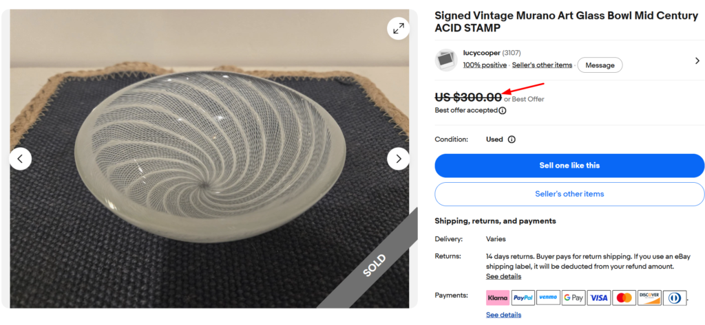 Mid-Century Murano Glass Bowl