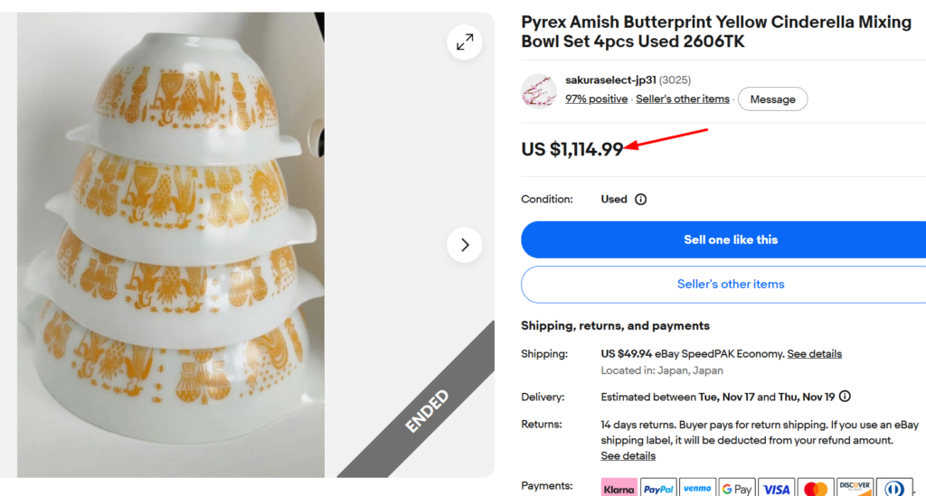Pyrex Amish Butterprint Yellow Cinderella Bowls