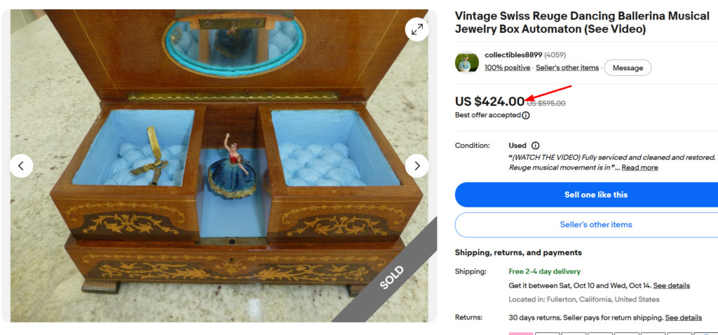 Reuge Swiss Music Jewelry Box