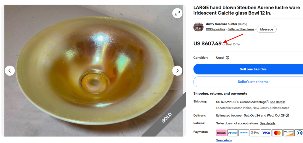 Steuben Aurene Glass Bowl