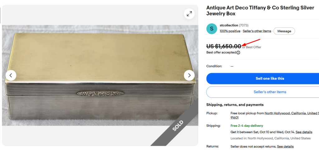 Tiffany & Co. Sterling Jewelry Box