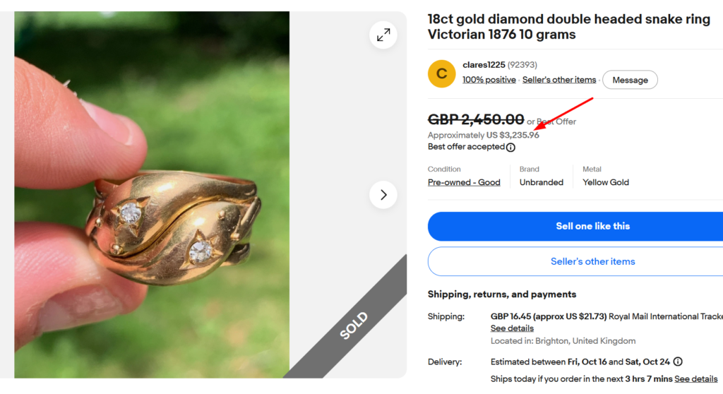 Victorian British 15ct or 18ct gold Ring